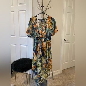 Tropical floral dress kimono outer beachwear coverup